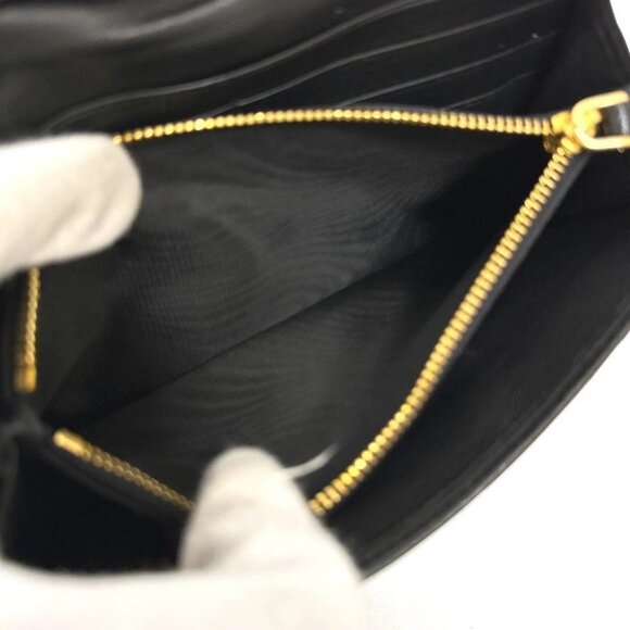 PRADA 1M1132 Logo Gather Two fold Long Wallet Leather Black - Picture 13 of 16